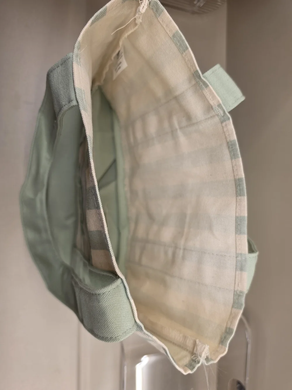 Trader Joe's Green Stripe Mini Canvas Tote Bag